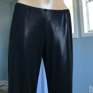 Shiny Black Flare bottom pull-on Pants- Medium